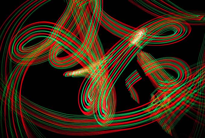 Red and Green Glowing Streaks