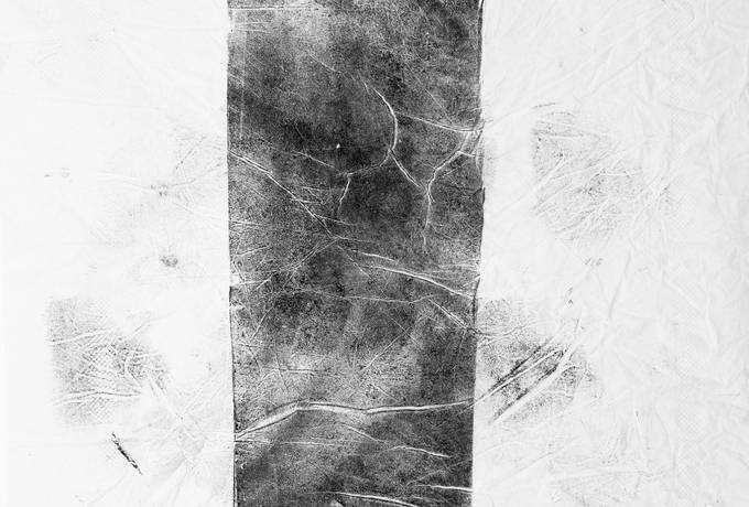 Abstract Black and White Monotype on a Tissue