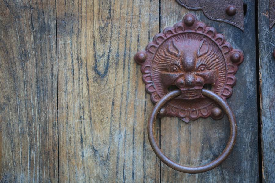 Old Asian Door Knocker Close Up free texture