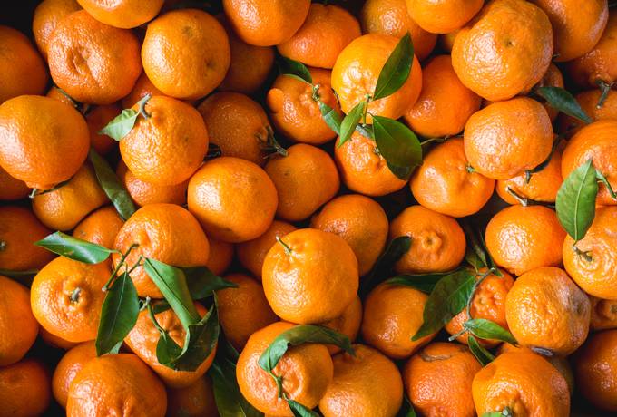 Fresh Clementines with Leaves