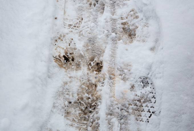 Dirty Shoe Prints in Snow
