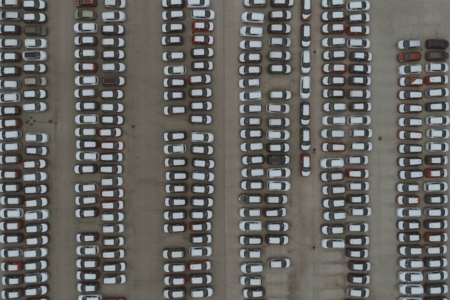 Parking with Parked Cars Aerial View free texture