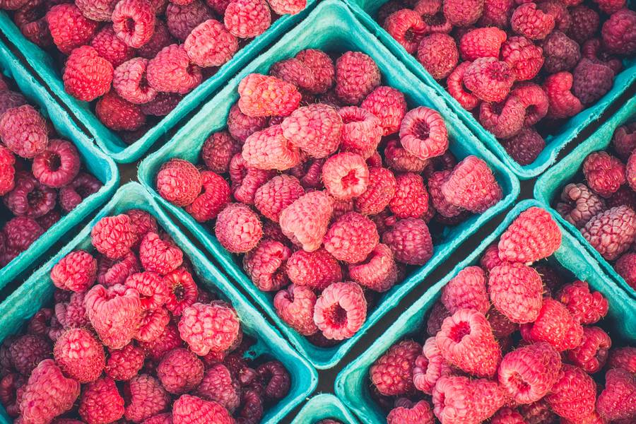 Fresh Raspberries in Boxes free texture